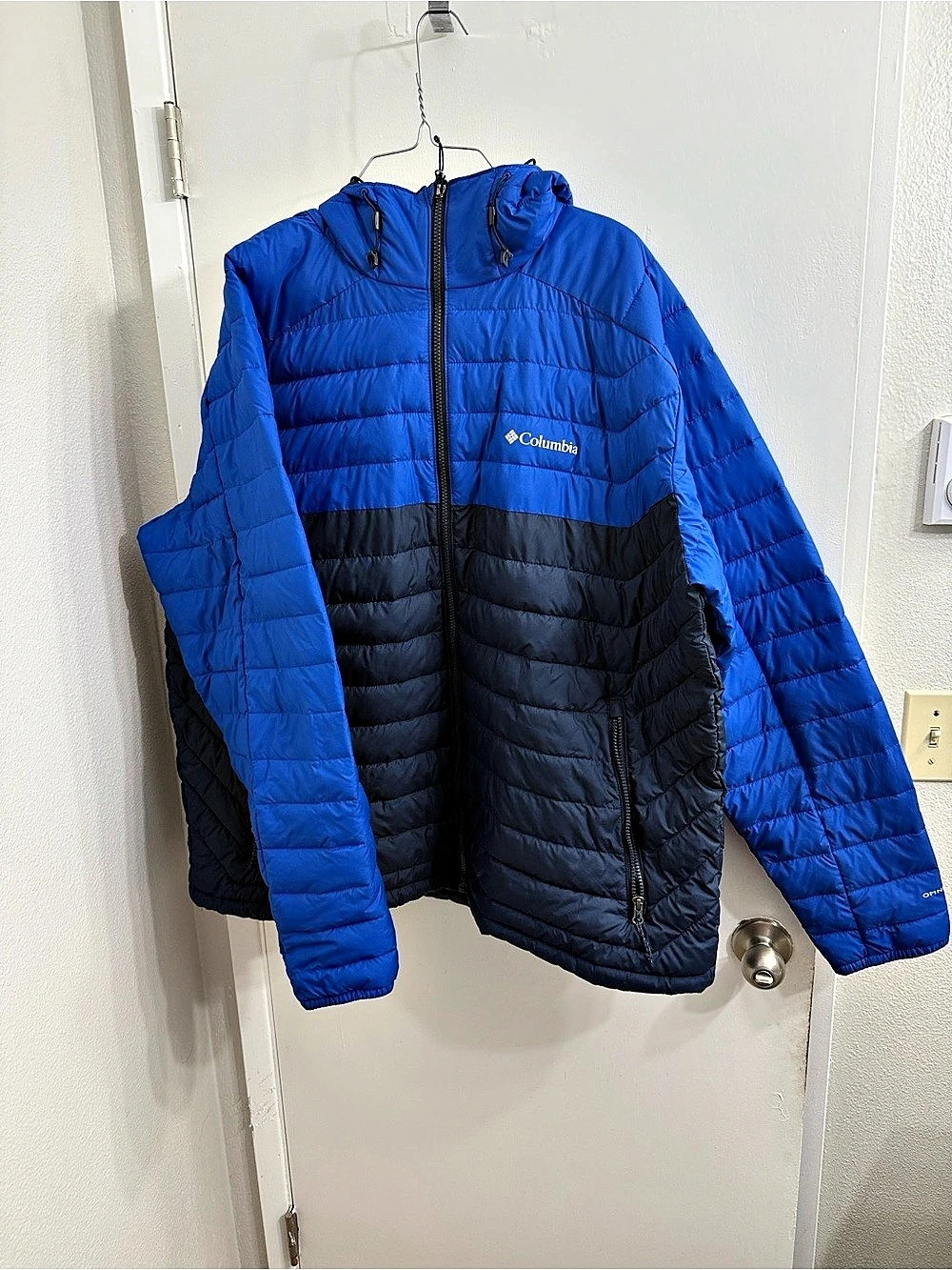 Columbia Powder Lite Hooded Jacket Color Block Blue & Black XXL
